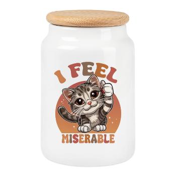 Lustige Katze mit Daumen Hoch Spruch - Keksdose mit Holzdeckel - Weiß - Vorne