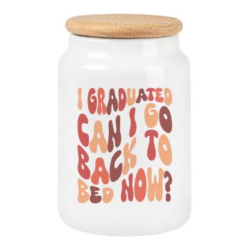 Graduation saying university graduate - Cookie Jar with Wooden Lid - white - Front
