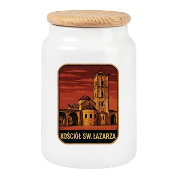 Church of St. Lazarus at sunset - Cookie Jar with Wooden Lid - white - Front