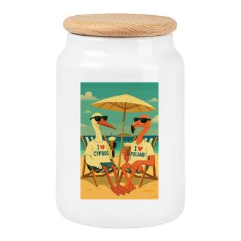 Oiseaux dans les climats estivaux - Boîte à biscuits avec couvercle en bois - blanc - Devant