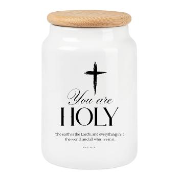 You Are Holy – Christian Design | Isaiah 6:3 - Cookie Jar with Wooden Lid - white - Front