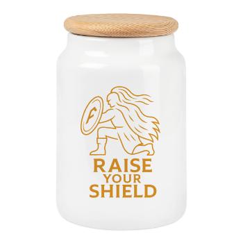 Empowered Shield Illustration - Cookie Jar with Wooden Lid - white - Front