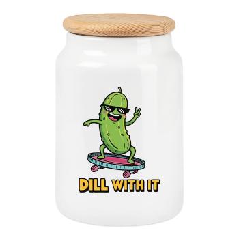Pickle Vibes - Cookie Jar with Wooden Lid - white - Front