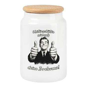 Conception de motivation humoristique avec pouces levés - Boîte à biscuits avec couvercle en bois - blanc - Devant