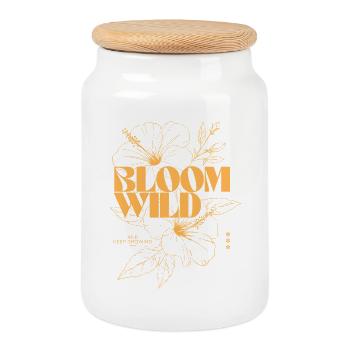 Bloom Wild Floral Typografie Design - Keksdose mit Holzdeckel - Weiß - Vorne
