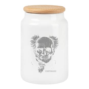 Schopenhauer Skull with Quote on Human Nature - Cookie Jar with Wooden Lid - white - Front