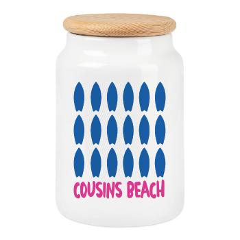 Cousins Beach – Planche de surf - Boîte à biscuits avec couvercle en bois - blanc - Devant