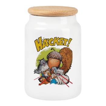 Chasse au lapin Scène Jeunesse Mots Humour - Boîte à biscuits avec couvercle en bois - blanc - Devant