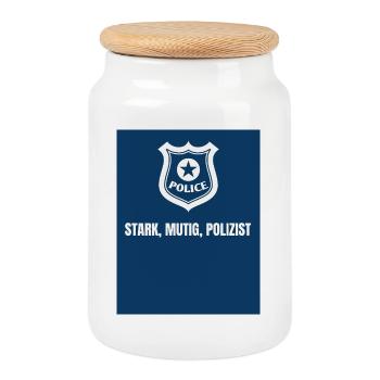 T-Shirt Police - Boîte à biscuits avec couvercle en bois - blanc - Devant