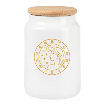 Femme Céleste Conception du Zodiaque - Boîte à biscuits avec couvercle en bois - blanc - Devant
