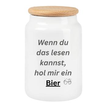 Get me beer - Cookie Jar with Wooden Lid - white - Front