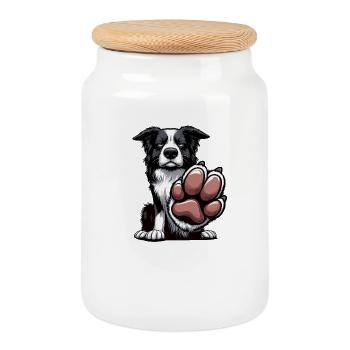 Talk To The Paw Border Collie Hütehund Collie - Cookie Jar with Wooden Lid - white - Front