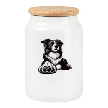 Talk To The Paw Border Collie Hütehund Collie - Cookie Jar with Wooden Lid - white - Front