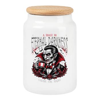 Toast to the Eternal Darkness - Cookie Jar with Wooden Lid - white - Front