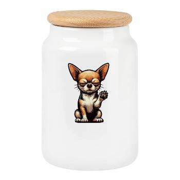 Parlez au propriétaire de Paw Chihuahua Chihuahua - Boîte à biscuits avec couvercle en bois - blanc - Devant