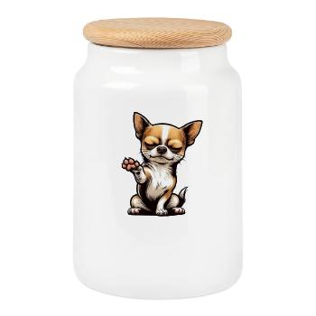Parlez au propriétaire de Paw Chihuahua Chihuahua - Boîte à biscuits avec couvercle en bois - blanc - Devant