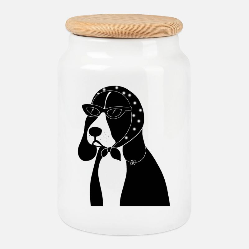 Beagle mit Stil - Keksdose mit Holzdeckel - Weiß