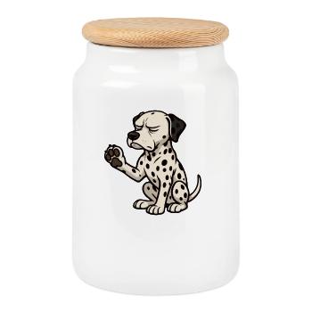 Talk to the Paw Dalmatian Dalmatian Keeper - Cookie Jar with Wooden Lid - white - Front