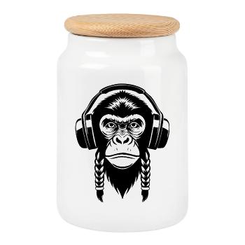 Groove Monkey Head Festival Crowd Edition Shirt - Cookie Jar with Wooden Lid - white - Front
