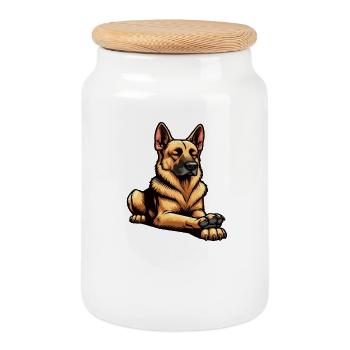 Talk to the Paw German Shepherd - Cookie Jar with Wooden Lid - white - Front