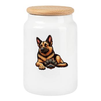 Talk to the Paw German Shepherd - Cookie Jar with Wooden Lid - white - Front