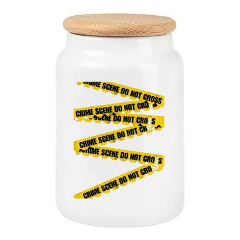 Crime Scene Barrier Tape T-Shirt - Cookie Jar with Wooden Lid - white - Front