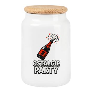 Bouteille de fête Ostalgie - Boîte à biscuits avec couvercle en bois - blanc - Devant