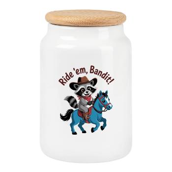 Chevaucher Bandit Raton laveur - Boîte à biscuits avec couvercle en bois - blanc - Devant