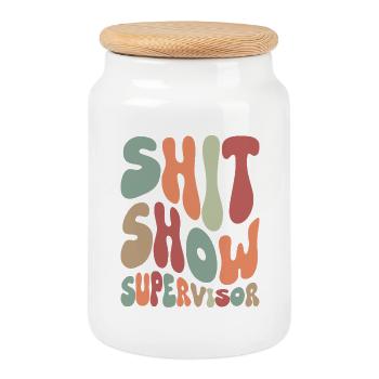 Shit Show Supervisor - Keksdose mit Holzdeckel - Weiß - Vorne