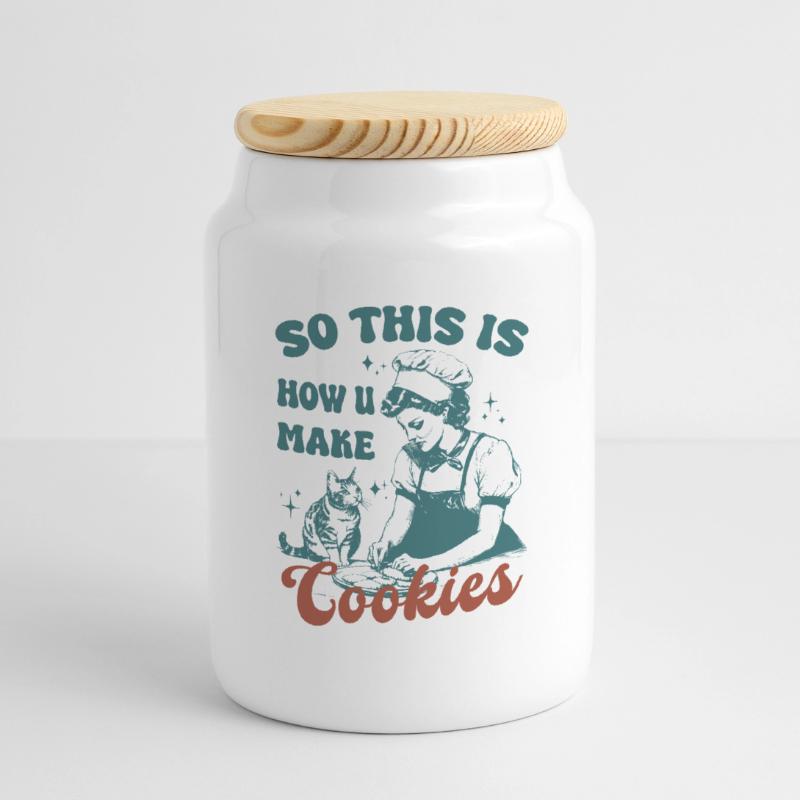 C’est donc comme ça que vous faites des biscuits chat mignon Boîte à biscuits avec couvercle en bois