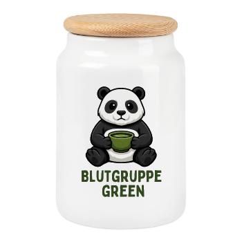 Blutgruppe Green Panda Tee Design  - Keksdose mit Holzdeckel - Weiß - Vorne