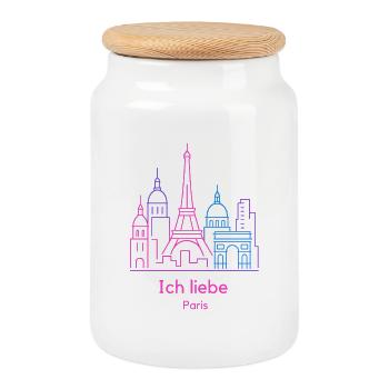 J’adore l’ambiance de la silhouette des néons de Paris - Boîte à biscuits avec couvercle en bois - blanc - Devant