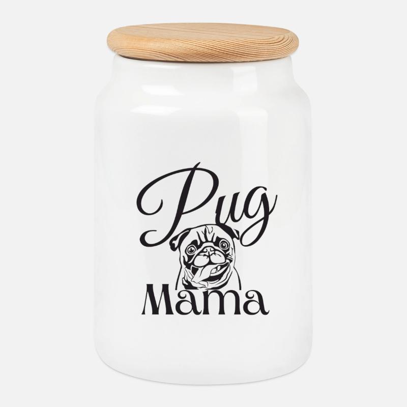 Mops-Mama - Keksdose mit Holzdeckel - Weiß