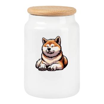 Talk To the Paw Akita Akitabesitzer Akitahund - Cookie Jar with Wooden Lid - white - Front