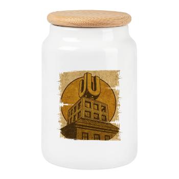 Dortmund U - Boîte à biscuits avec couvercle en bois - blanc - Devant