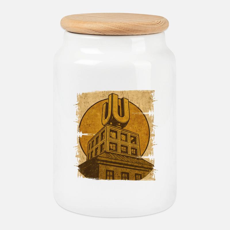 Dortmund U - Keksdose mit Holzdeckel - Weiß