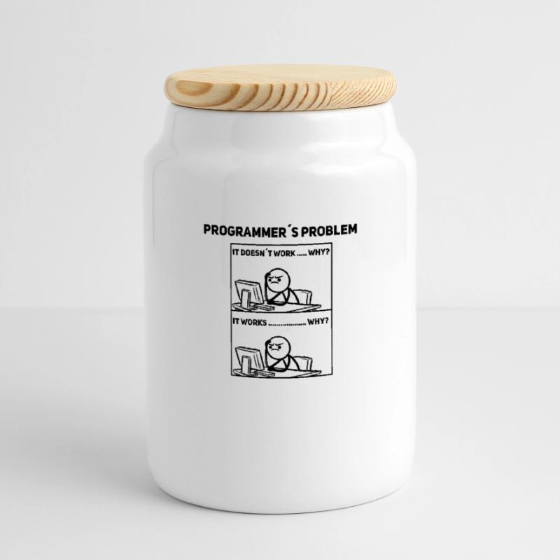 Programmer Humor – Sometimes it doesn't work out Shir Cookie Jar with Wooden Lid