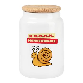 Mmm Dessin animé de l’escargot coquelicot - Boîte à biscuits avec couvercle en bois - blanc - Devant