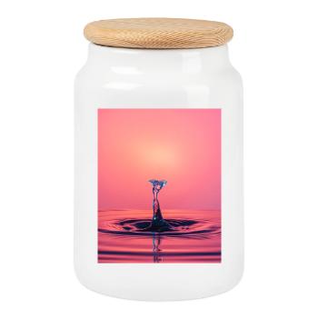 Éclaboussure abstraite liquide - Boîte à biscuits avec couvercle en bois - blanc - Devant