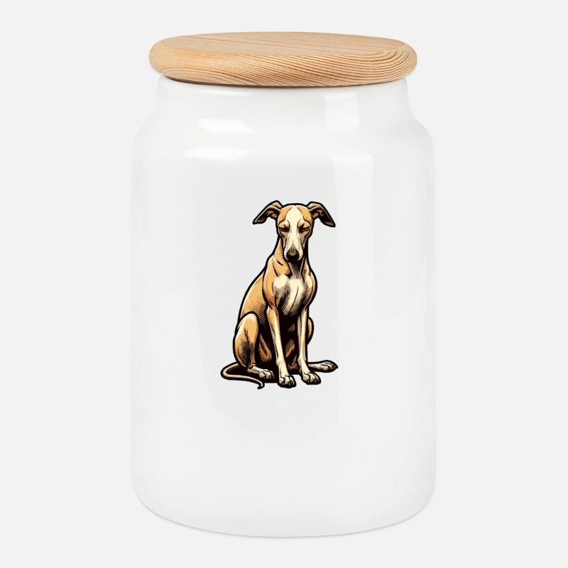 Sprich mit der Pfote Whippet Windhund Whippets - Keksdose mit Holzdeckel - Weiß