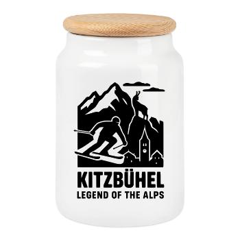 kitzbühel ski winter sport urlaub Silhouette - Keksdose mit Holzdeckel - Weiß - Vorne