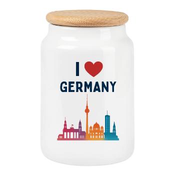 Ich liebe Deutschland Skyline  - Keksdose mit Holzdeckel - Weiß - Vorne