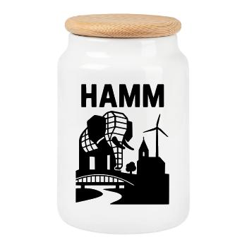 Hamm Westphalia Landmark - Cookie Jar with Wooden Lid - white - Front