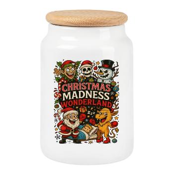 Christmas Madness Wonderland - Cookie Jar with Wooden Lid - white - Front