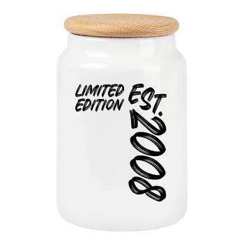 Limited Edition Est. 2008 - Cookie Jar with Wooden Lid - white - Front