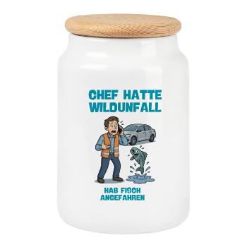 Chef Hatte Wildunfall Fisch Illustration  - Keksdose mit Holzdeckel - Weiß - Vorne