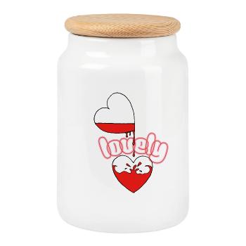 NeonLove Heart Font - Cookie Jar with Wooden Lid - white - Front