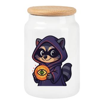 Wenn ein Racoon was findet - Keksdose mit Holzdeckel - Weiß - Vorne