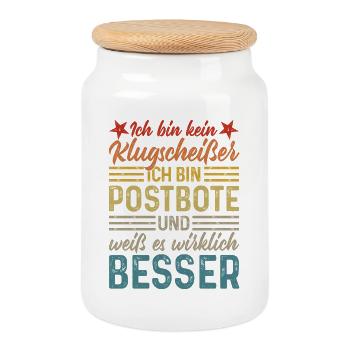 Postman - Je ne suis pas un petit malin - Boîte à biscuits avec couvercle en bois - blanc - Devant