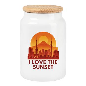 Love the Sunset - Sonnenuntergang - Keksdose mit Holzdeckel - Weiß - Vorne